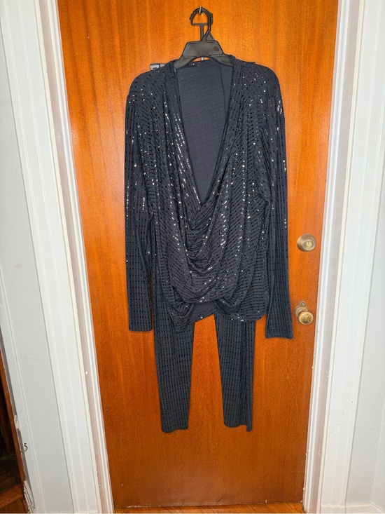 Fashion Nova Pants - Fashion Nova Black Sequin Knit Jumpsuit Set